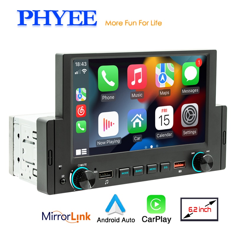 1 Din  inch CarPlay Car Radio Bluetooth Android-Auto MP5 Player Hand  Free USB FM Receiver Stereo Audio System Head Unit F170C - Robaizkine - Car  Electronics Store