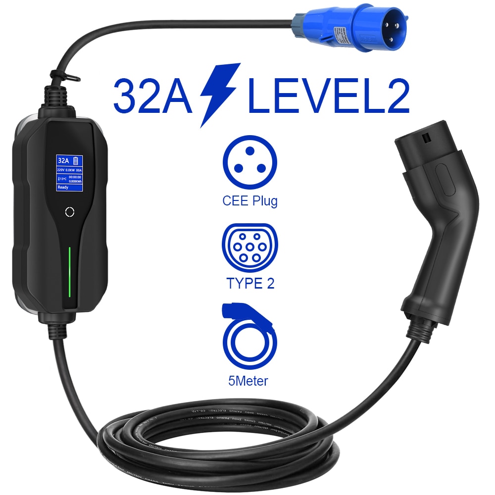 EV Voiture électrique Câble de Charge Type 2 à Type 2 (IEC62196) 32A 5M  Charger