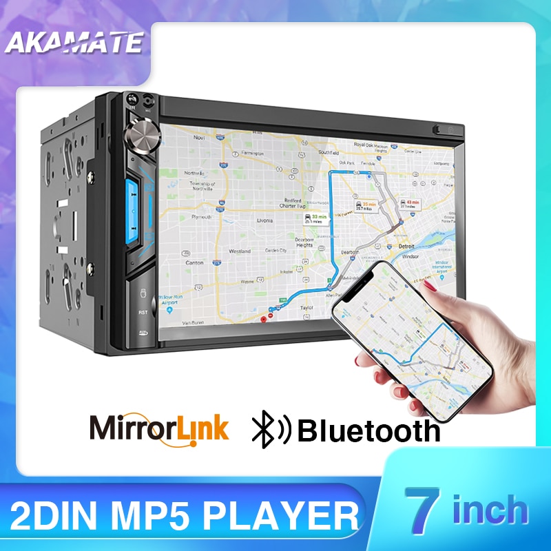New Pro 2 Din 7'' HD 1080P Touch Screen Autoradio Bluetooth Car Stereo Radio  Car MP5 Player Build-in FM AUX USB SD Function Support Mirror Link + Backup  Camera(optional)