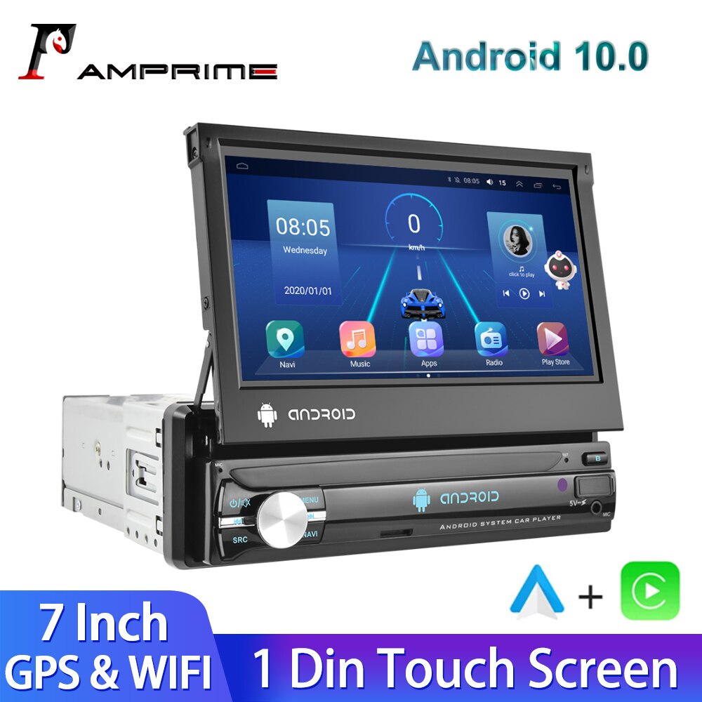 Retractable Android 10.0 Car Stereo Radio 1 DIN 7' HD Touch Screen  Bluetooth USB Audio Player - China Car Multimedia Player, Car GPS