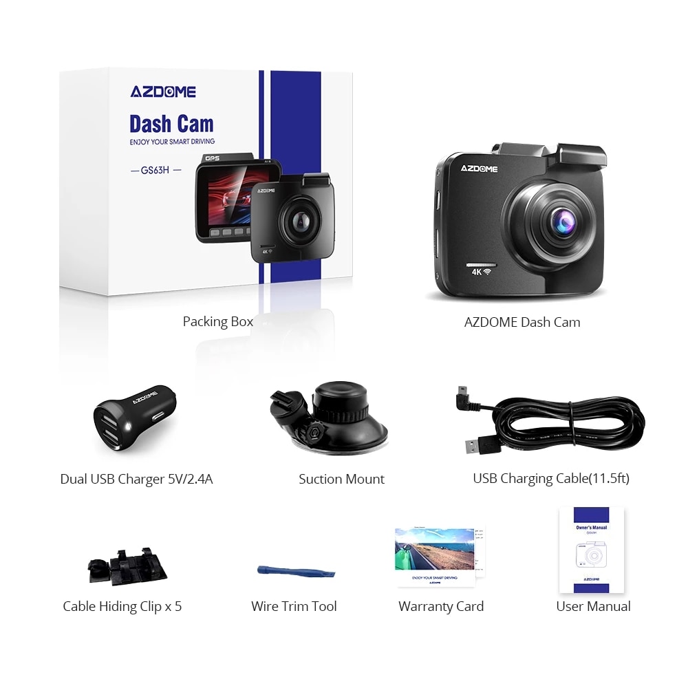 Azdome GS63H 4K DVR Dash Camera - Black for sale online