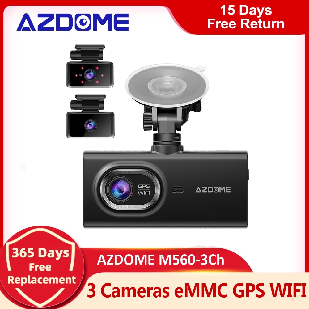 AZDOME M560-3CH Car DVR 3 Channel Dash Cam 4inch Touch Screen 64GB/128GB  eMMC Storage Built-in GPS WIFI 1080P Front Cabin Rear - Robaizkine - Car  Electronics Store