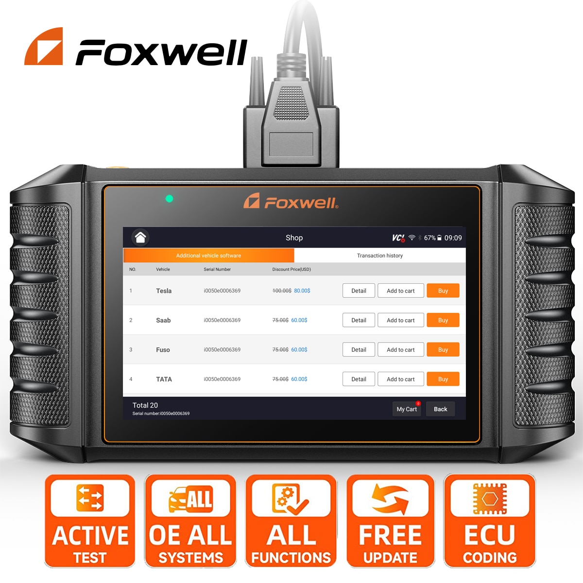 FOXWELL NT726 Bidirectional OBD2 Scanner - All Systems Diagnostic Tool With 12 Service Resets & Wi-Fi Updates