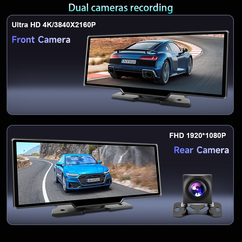 JMCQ 10.26 4K Dash Cam Rearview mirror camera Wifi Carplay