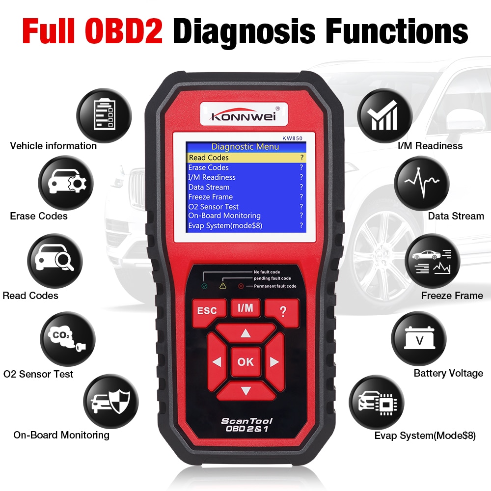 Konnwei OBD2 Scanner, Universal OBD II Auto Diagnostic Scanner Car Engine  Fault Code Reader-Scan Tool - China Auto Diagnostic Scanner, OBD2 Scanner