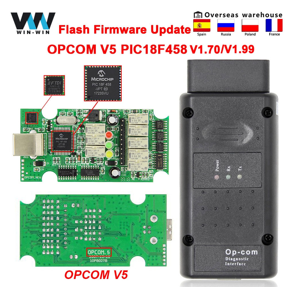 Opcom för Opel V1.70 V1.99 Obd2 Can-bus kodläsare med pic18f458 ftdi Op com  Auto Car Diagnostic Tool Flash Firmware Update