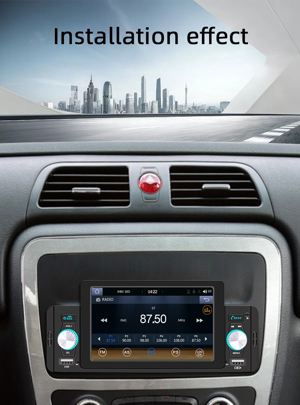 Autoradio CarPlay 5 Android-Auto, 1 Din, Poste Radio Voiture, Lecteur MP5,  Stéréo, Bluetooth, Mains Libres, A2DP, USB, Récepteur FM, Système Audio,  F160C