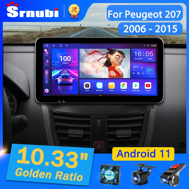 GPS pour Peugeot 207 207 CC 2006 - 2015 CarPlay & Android Auto