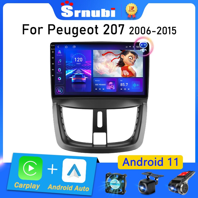 Autoradio GPS Peugeot 207 207 Cabriolet 207 SW Android 12