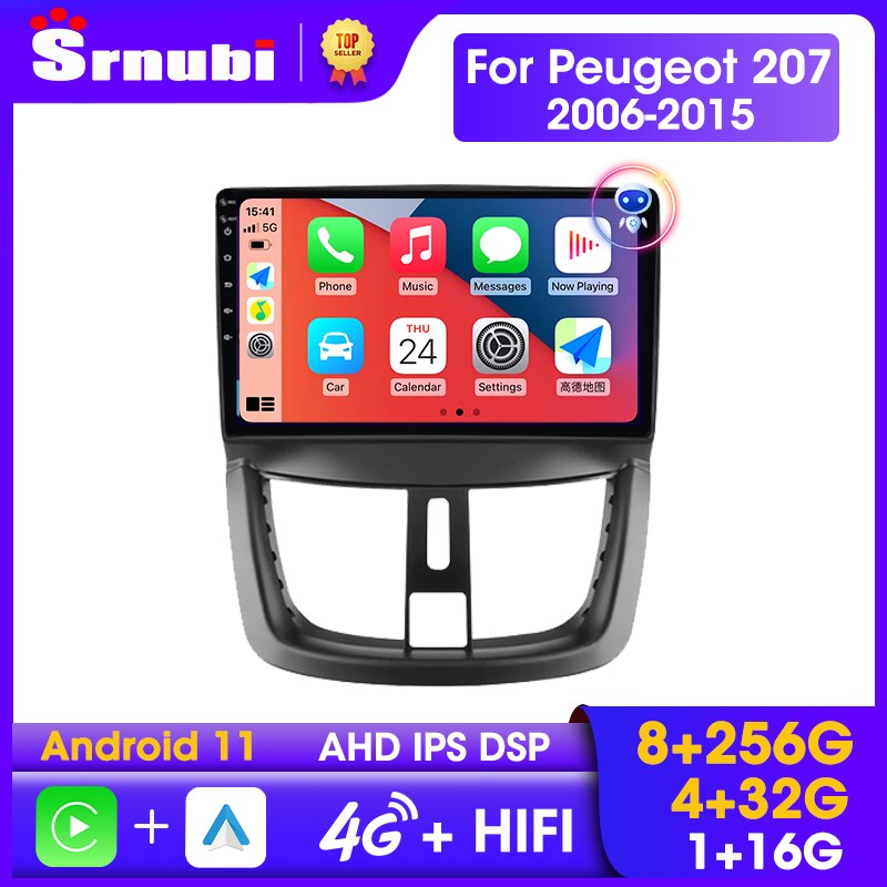 Srnubi for PEUGEOT 207 CC 207CC 2006-2015 Android 11 Carplay Auto Car Radio  Multimedia Video Player 2Din GPS Stereo DVD Speakers - Robaizkine - Car  Electronics Store