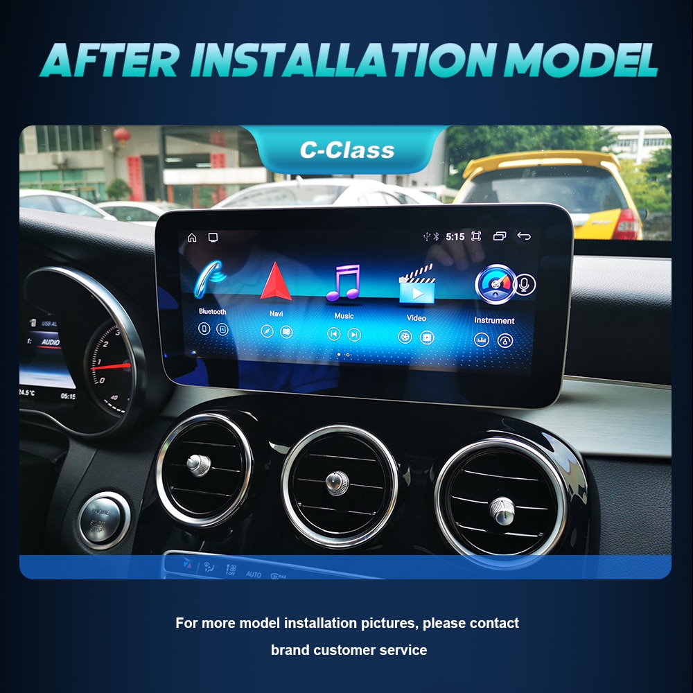 Cockpit Android 12 Wireless CarPlay For Mercedes Benz C Class W205  2014-2018 Car Multimedia GPS Navigation Digital Cluster Meter
