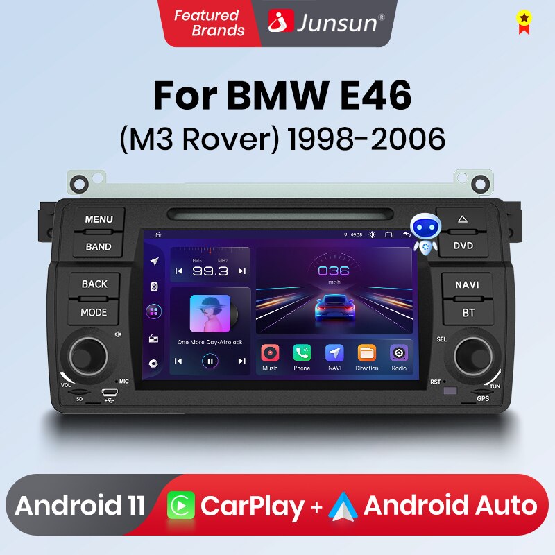 Carplay 8G+128G Android Car Radio GPS for BMW E46 M3 Rover 75 Coupe  318/320/325/330/335 Multimedia Navigation WIFI Stereo RDS BT