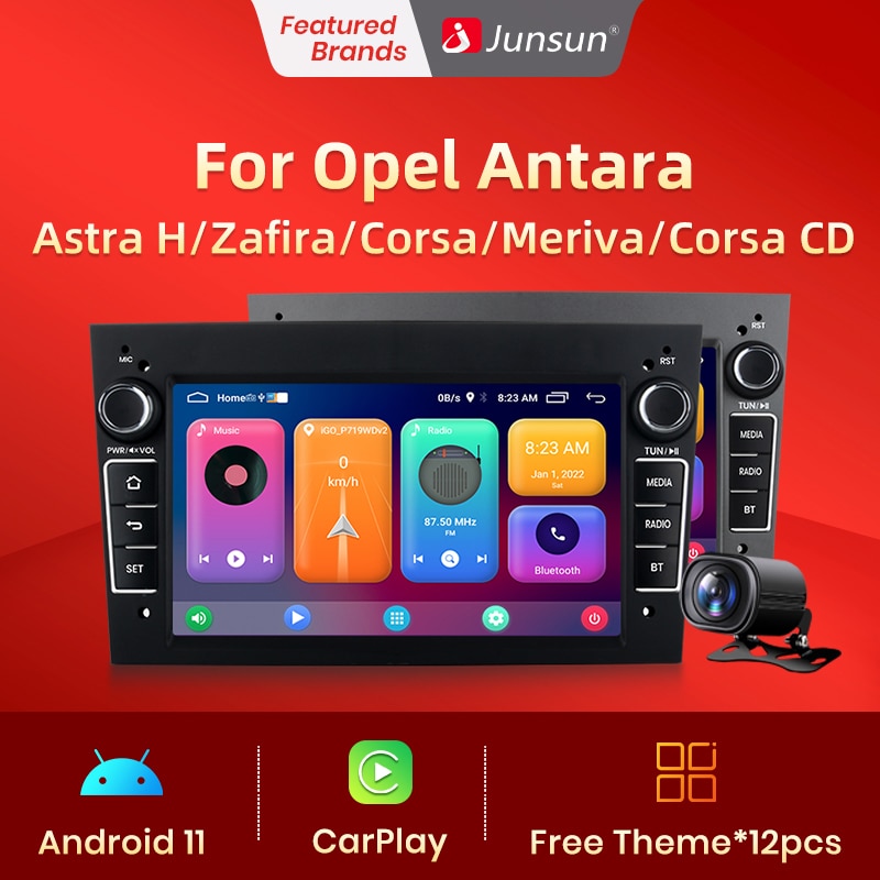 8-Core Android 12 Autoradio pour Opel Vauxhall Astra H Corsa C/D Antara  Zafira Meriva Support GPS Sat Nav Carplay Android Auto DSP Bluetooth WiFi  Dab