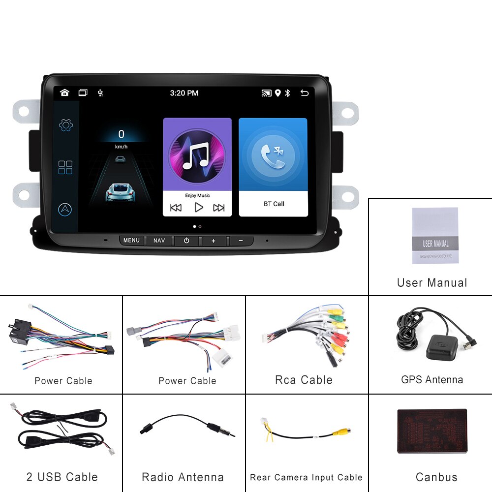 Podofo 2 Din Android 11 Car radio GPS Navigation WIFI For Renault