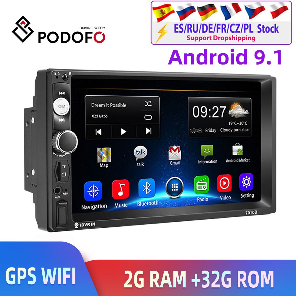 Podofo 2din Car Radio 2 32G Android GPS Navi Car Multimedia Player For VW  TOYOTA GOLF Nissan Hyundai Kia CR-V autoradio - Robaizkine - Car  Electronics Store