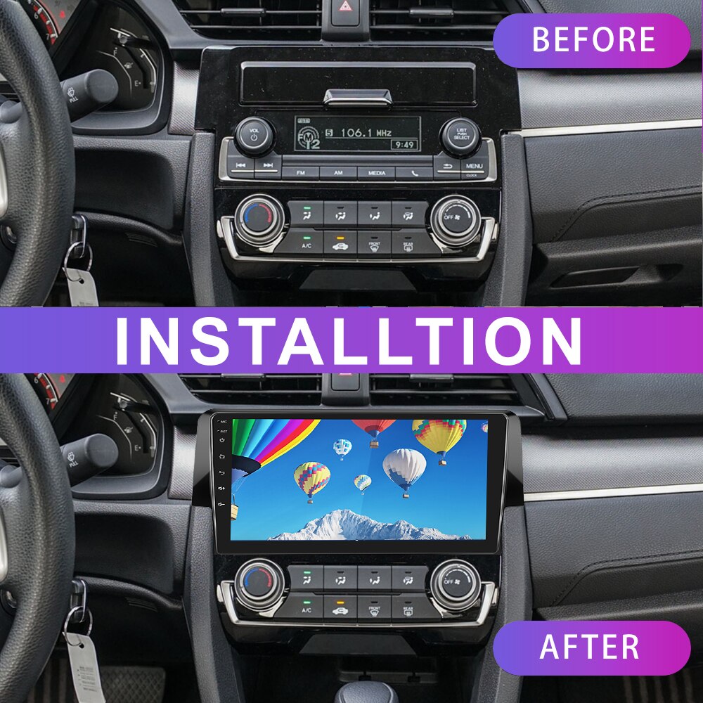 Android Car Stereo Radio GPS Navigation for Honda Civic Hatchback  2012-2017, 9 Inch Autoradio Media Player with Carplay/BT/Steering Wheel