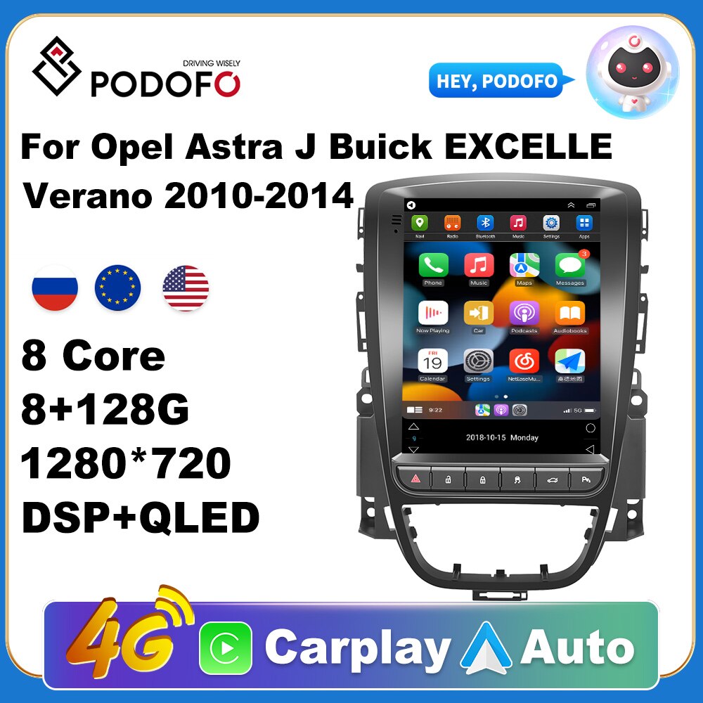 Podofo Android 10 Car Radio For Opel Astra J Buick EXCELLE Verano