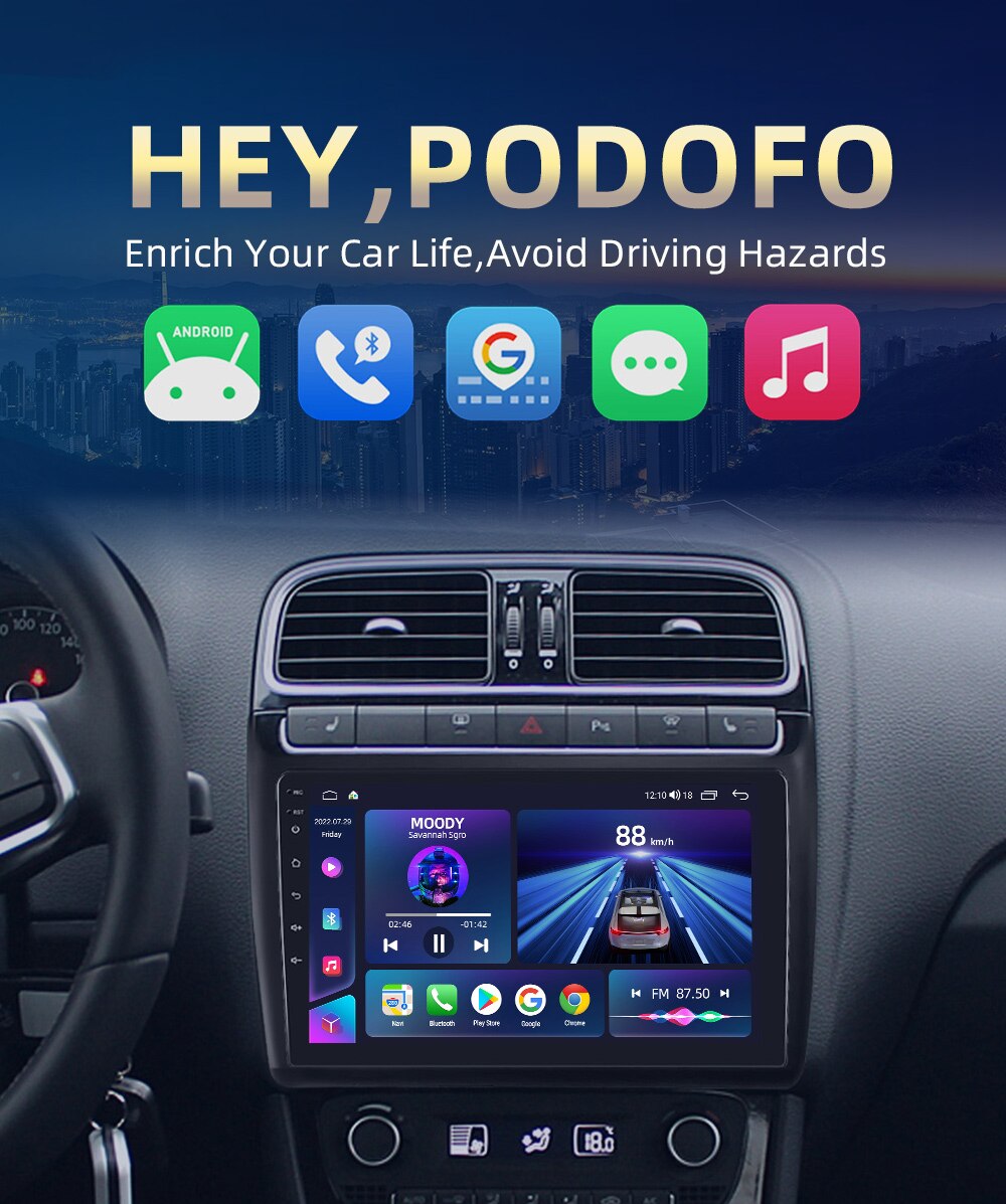 Podofo Autoradio 2 Din Android Radio Carplay For Volkswagen POLO 2011-2016  AI Voice 4G GPS Car Multimedia Video Player Stereo - Robaizkine - Car  Electronics Store
