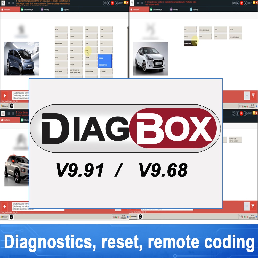 Diagbox V9.91 work with PP2000 Virtual Machin Software Diagnose Resets Work  for Citroen/Peogeot/DS Automobiles/Opel Untill 2021