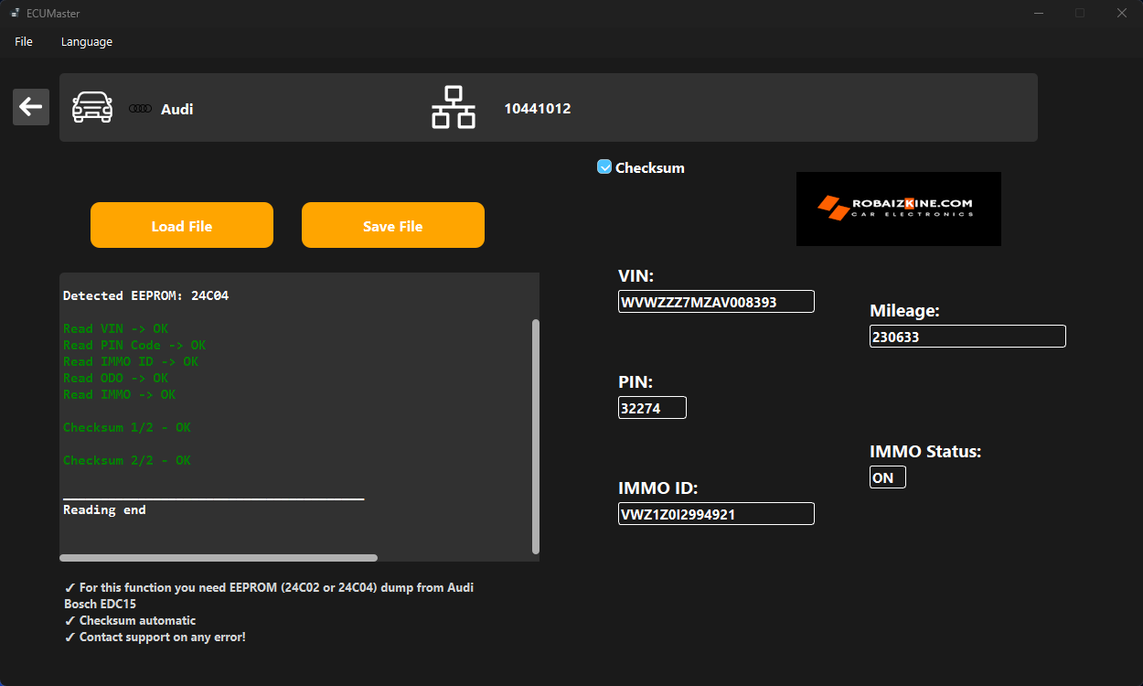 ECU Master immo off software